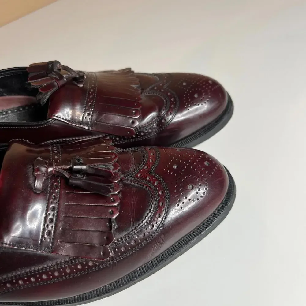 Vintage Florsheim Tassel Loafers Burgundy‎ Leather Men’s Size 10